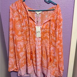 Lilly Pulitzer Vibrant Orange and Pink Blouse